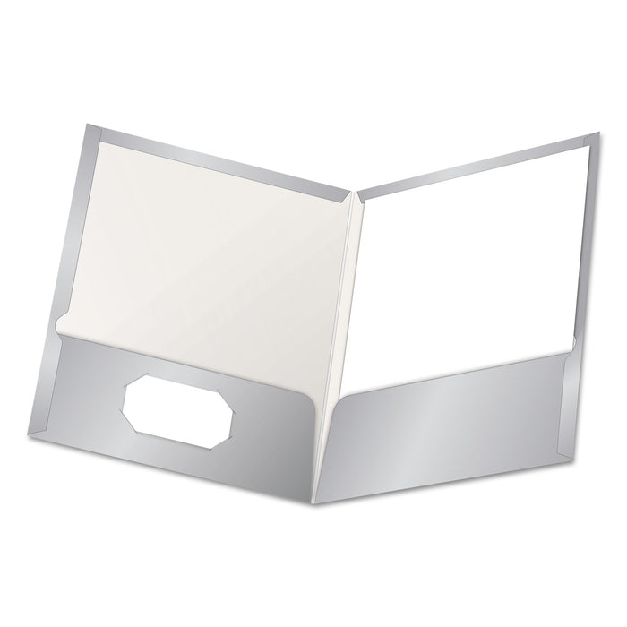 High Gloss Laminated Paperboard Folder, 100-Sheet Capacity, Gray, 25/Box