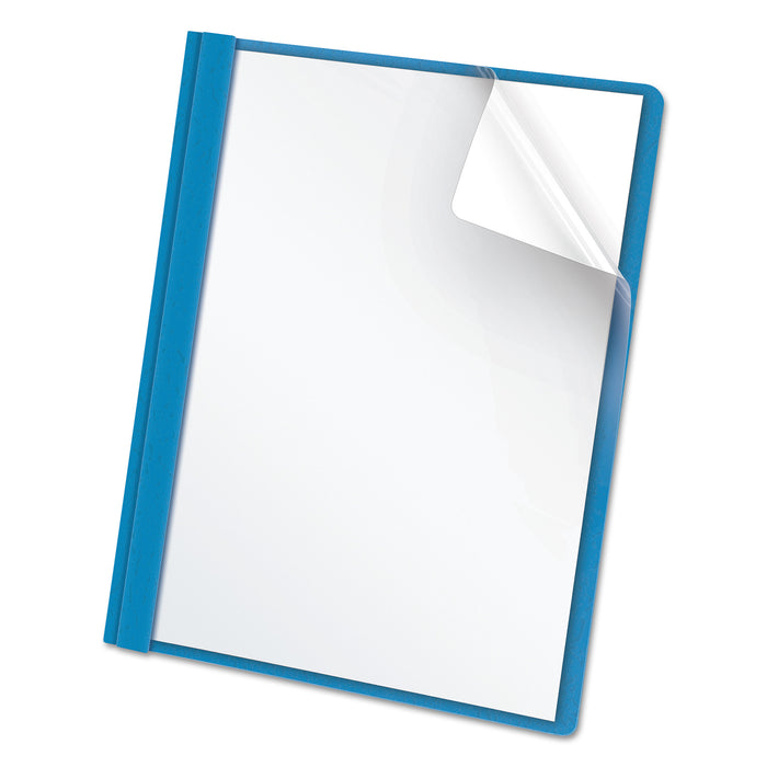 Clear Front Report Cover, 3 Fasteners, Letter, 1/2" Capacity, Blue, 25/Box