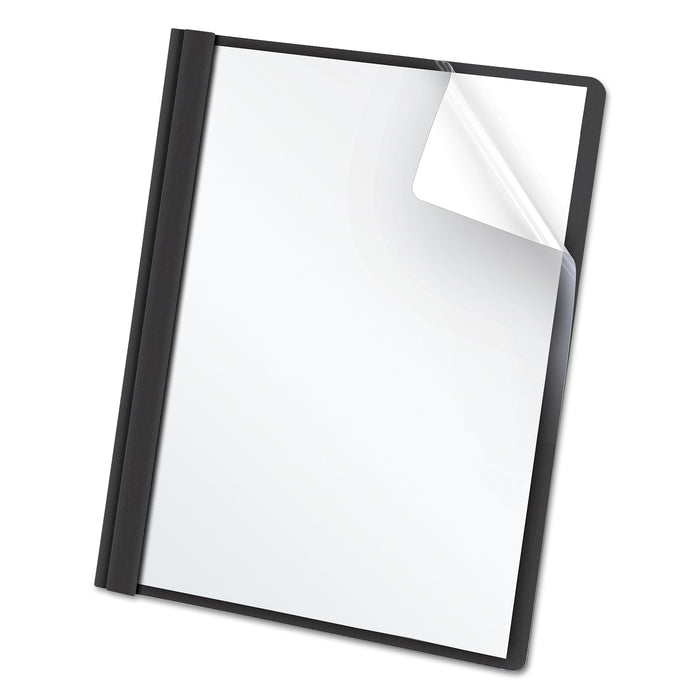 Clear Front Report Cover, 3 Fasteners, Letter, 1/2" Capacity, Black, 25/Box