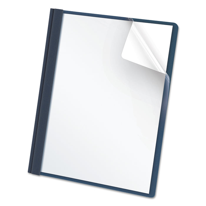 Clear Front Report Cover, 3 Fasteners, Letter, 1/2" Capacity, Dark Blue, 25/Box
