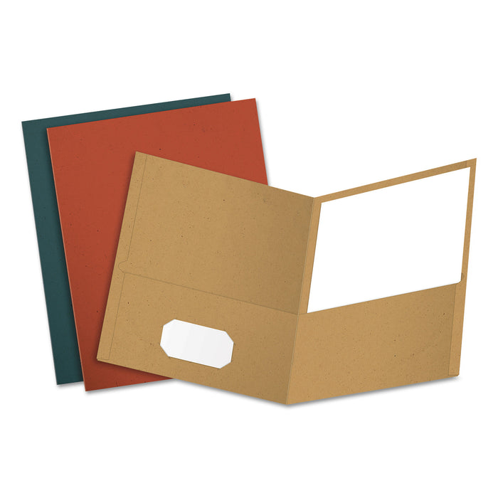 Earthwise by Oxford Recycled Paper Twin-Pocket Portfolio, Assorted Colors, 25/Box