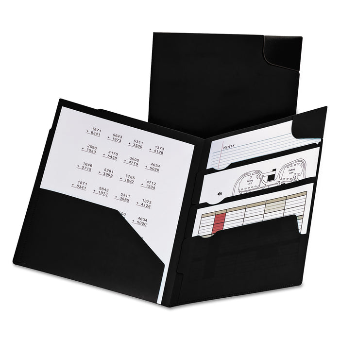 Divide It Up Four-Pocket Poly Folder, 11 x 8-1/2, Navy