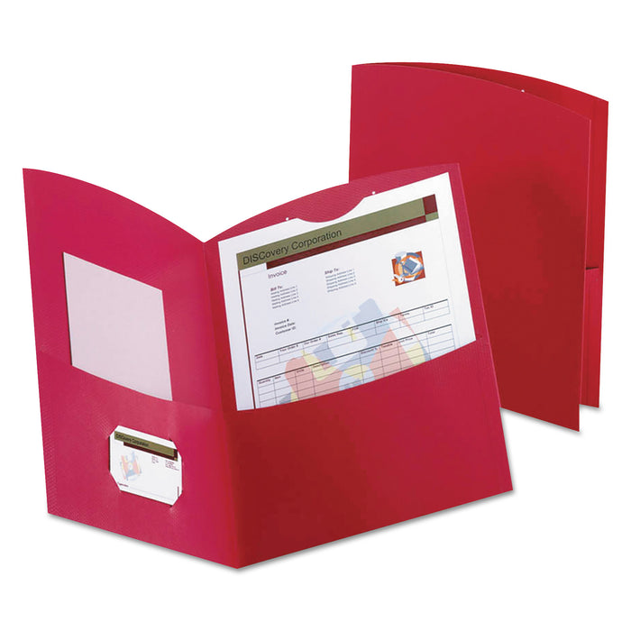 Contour Two-Pocket Folder, Recycled Paper, 100-Sheet Capacity, Red