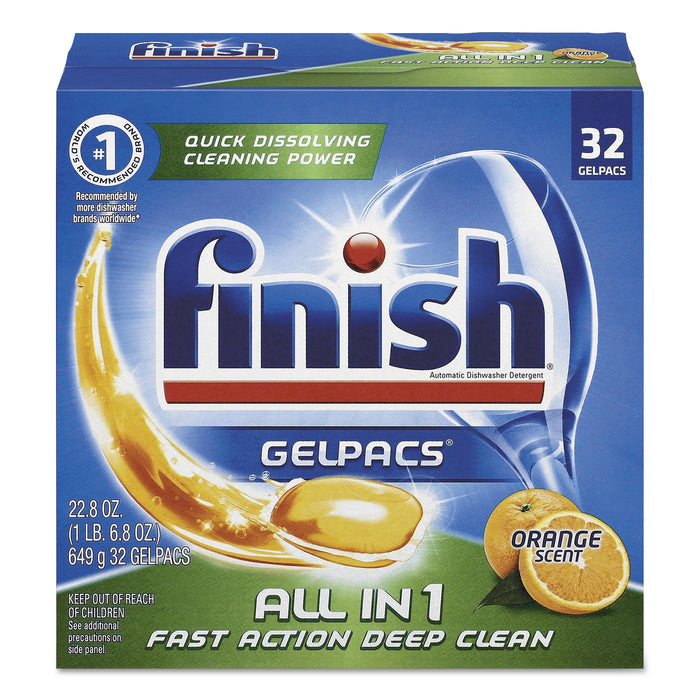Dish Detergent Gelpacs, Orange Scent, Box of 32 Gelpacs, 8 Boxes/Carton