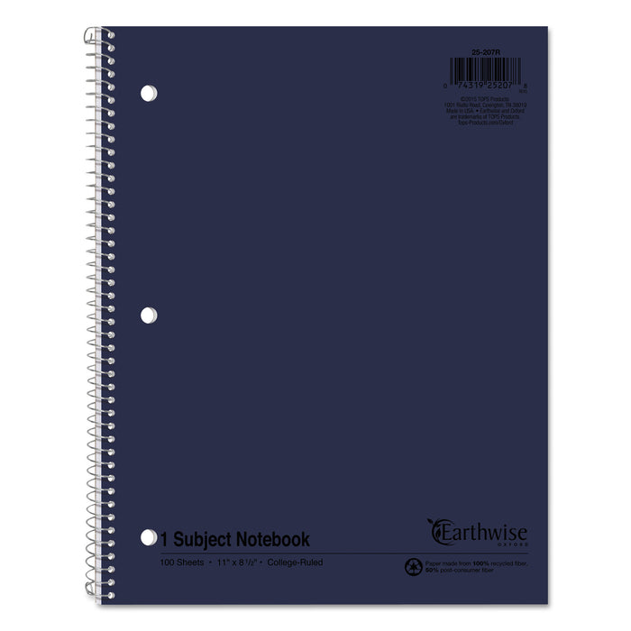 Earthwise by 100% Recycled Single Subject Notebooks, College Rule, Randomly Assorted Color Covers, 11 x 8.5, 100 Sheets