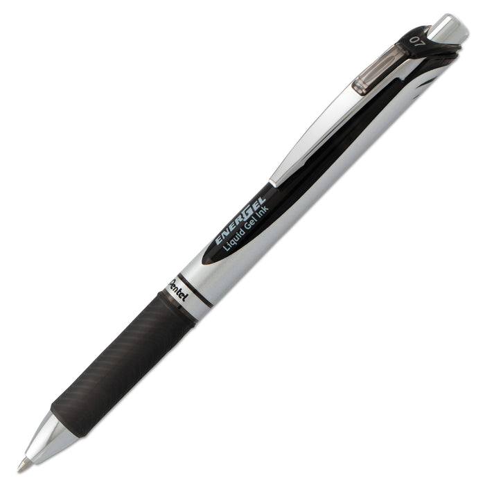 EnerGel RTX Retractable Gel Pen, Medium 0.7 mm, Black Ink, Black/Gray Barrel