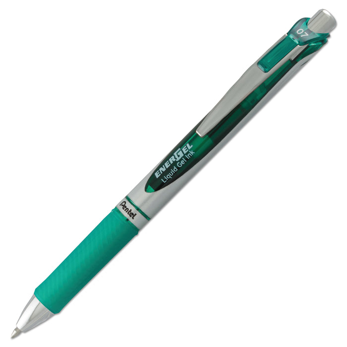 EnerGel RTX Retractable Gel Pen, Medium 0.7 mm, Green Ink, Green/Gray Barrel