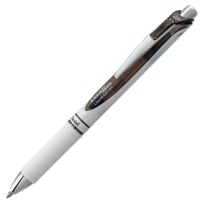 EnerGel RTX Retractable Gel Pen, 0.7 mm, Black Ink, White/Black Barrel