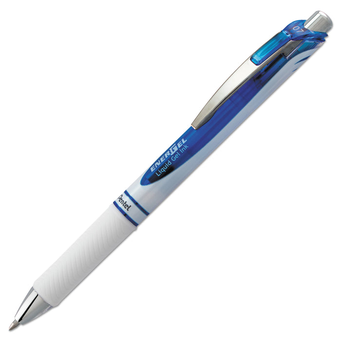 EnerGel RTX Retractable Gel Pen, 0.7 mm, Blue Ink, White/Blue Barrel