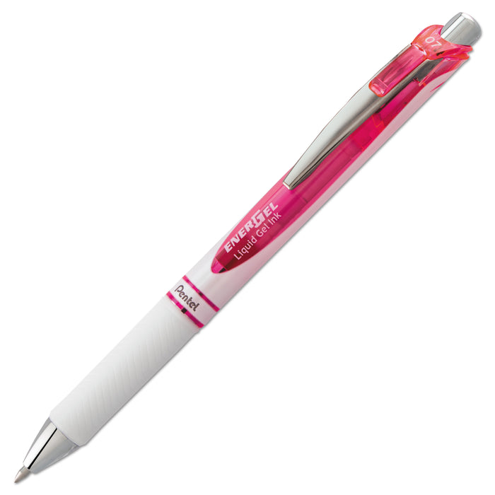 EnerGel RTX Retractable Gel Pen, 0.7 mm, Pink Ink, White/Pink Barrel