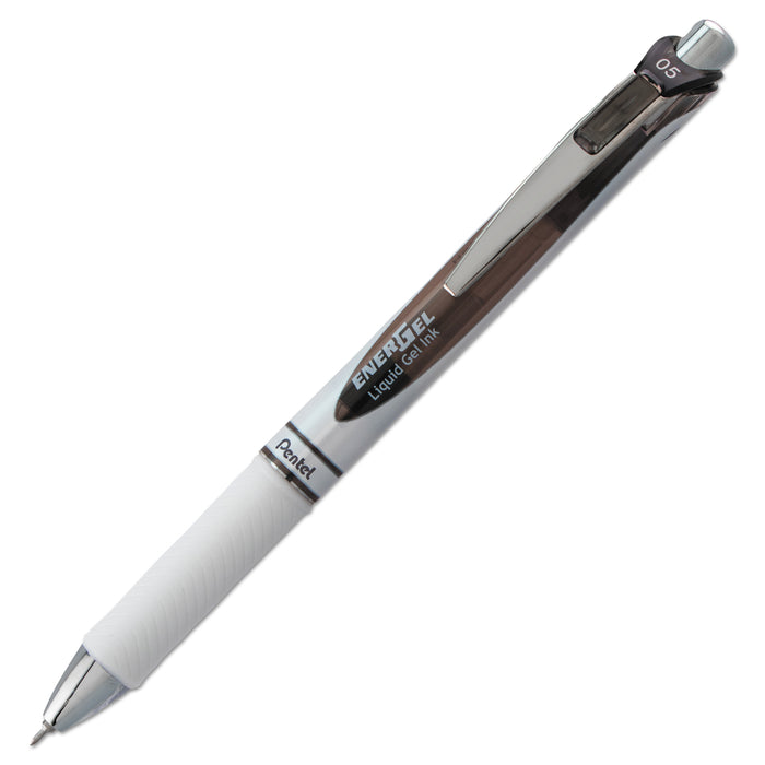 EnerGel RTX Retractable Gel Pen, 0.5 mm, Black Ink, White/Black Barrel