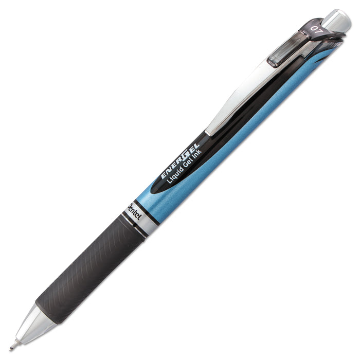 EnerGel RTX Retractable Gel Pen, Medium 0.7 mm, Black Ink, Black/Gray Barrel