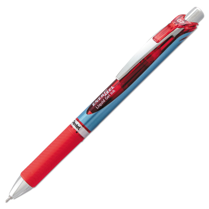 EnerGel RTX Retractable Gel Pen, Medium 0.7 mm, Red Ink, Red/Gray Barrel