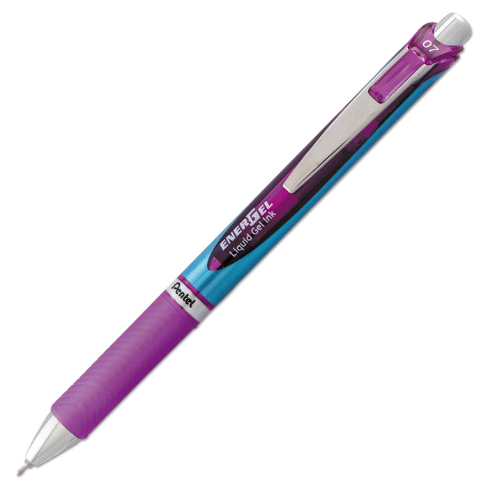 EnerGel RTX Retractable Gel Pen, Medium 0.7 mm, Violet Ink, Violet/Gray Barrel