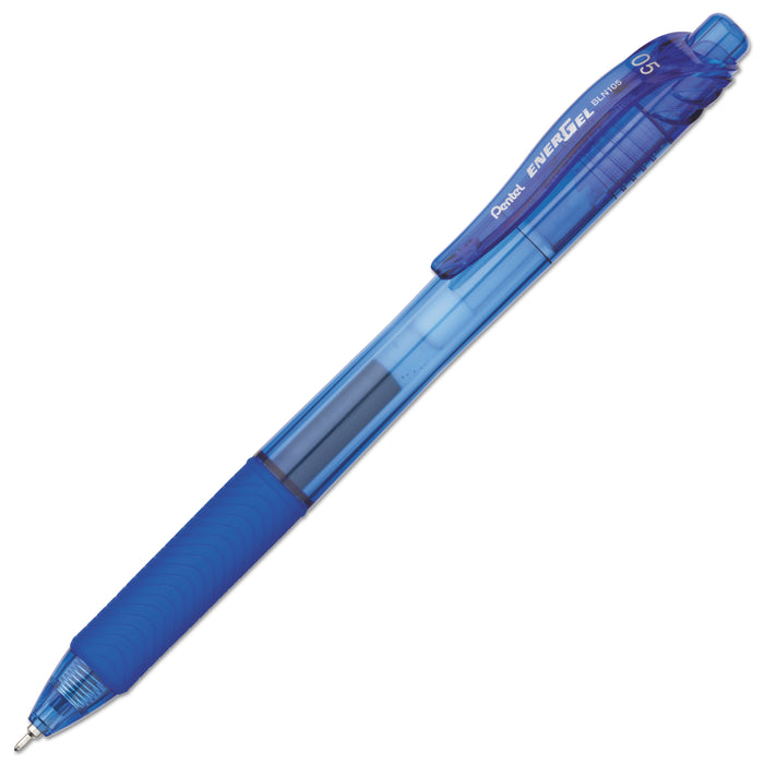EnerGel-X Retractable Gel Pen, 0.5 mm Needle Tip, Blue Ink/Barrel, Dozen