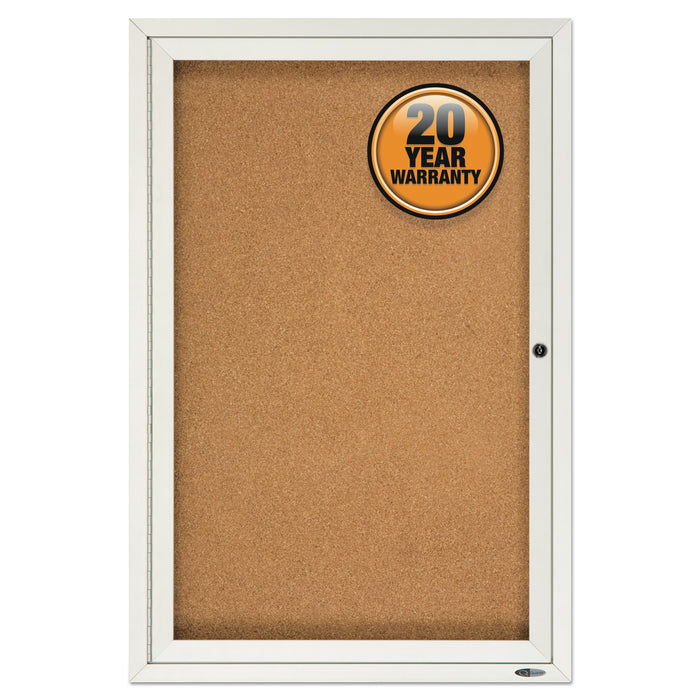 Enclosed Bulletin Board, Natural Cork/Fiberboard, 24 x 36, Silver Aluminum Frame