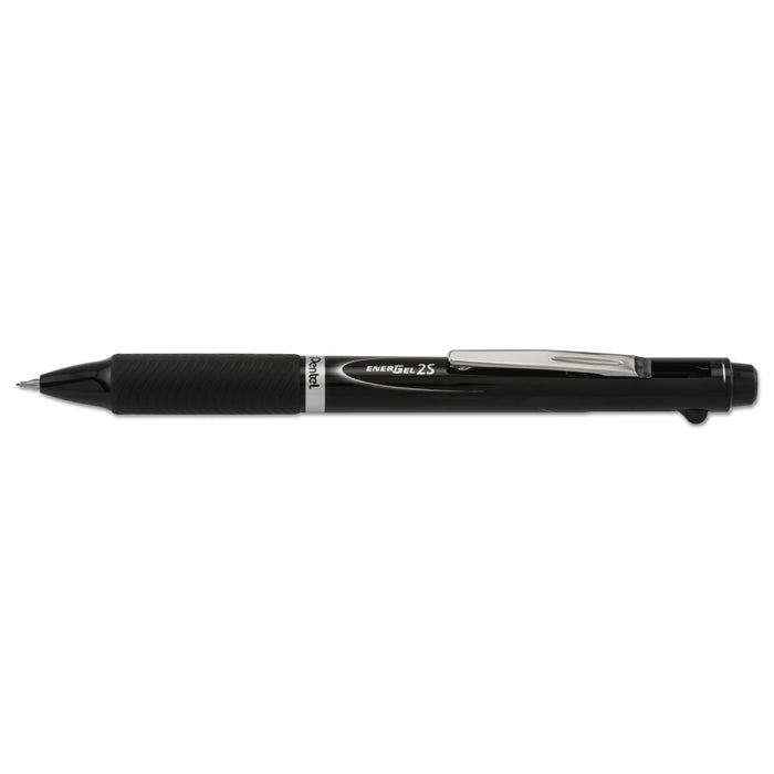EnerGel 2S Retractable Multi-Color Gel Pen + Pencil, 0.5 mm, Black/Red Ink, Black Barrel