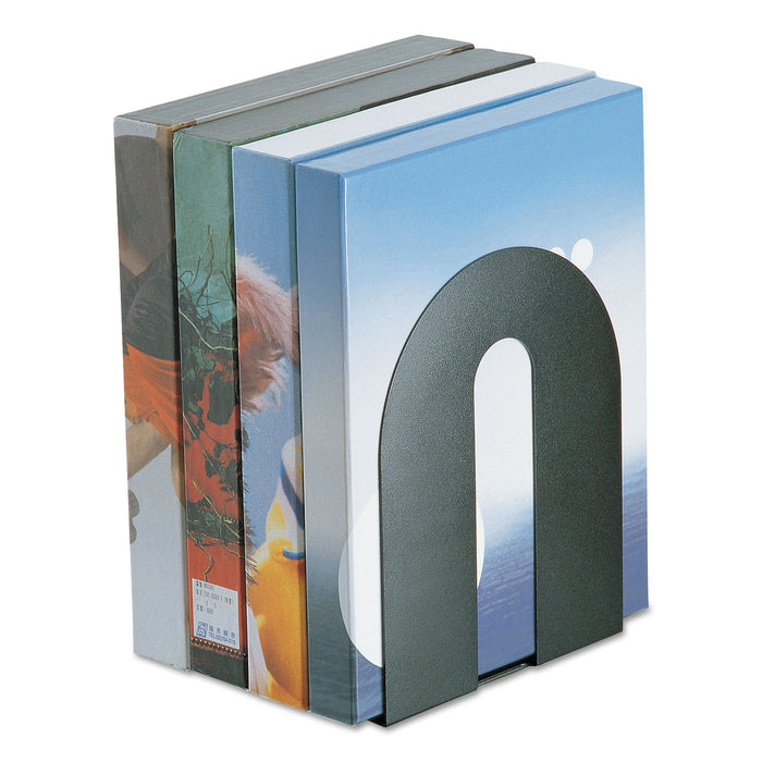 Heavy Duty Bookends, Nonskid, 8" x 8" x 10", Steel, Black