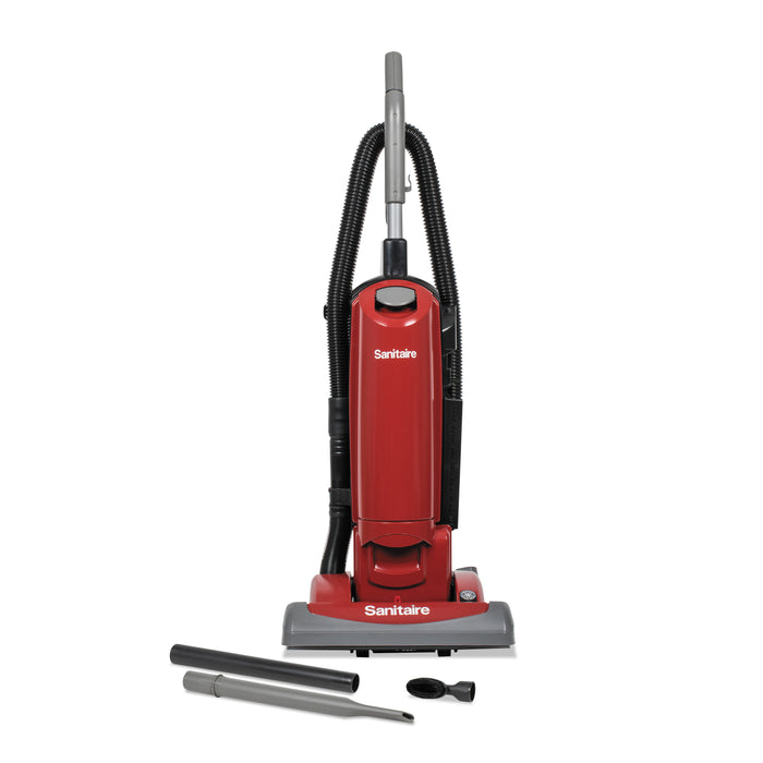 FORCE QuietClean Upright Bagged Vacuum, Sealed HEPA, 23 lb, 4.5 qt, Red