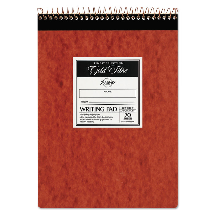 Gold Fibre Retro Wirebound Writing Pads, 1 Subject, Wide/Legal Rule, Red Cover, 8.5 x 11.75, 70 Sheets