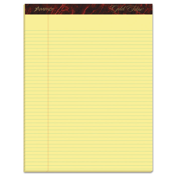 Gold Fibre Writing Pads, Narrow Rule, 8.5 x 11.75, Canary, 50 Sheets, Dozen