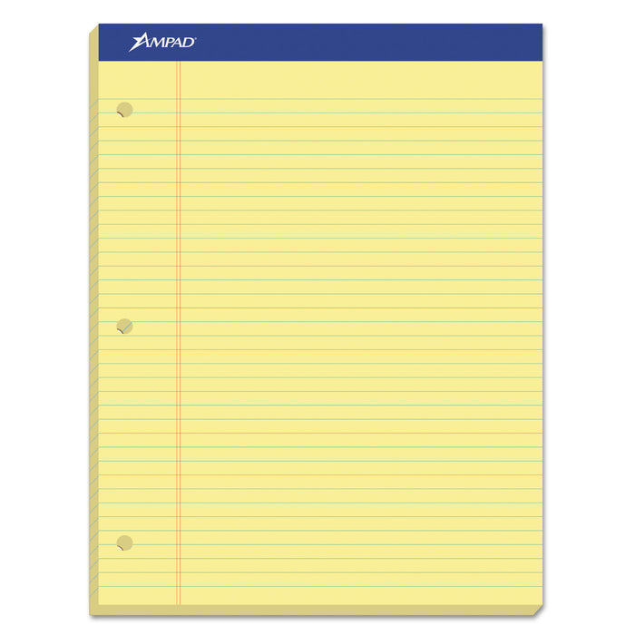 Double Sheet Pads, Narrow Rule, 8.5 x 11.75, Canary, 100 Sheets