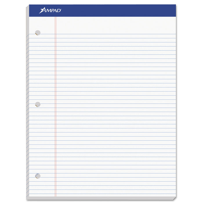 Double Sheet Pads, Wide/Legal Rule, 8.5 x 11.75, White, 100 Sheets
