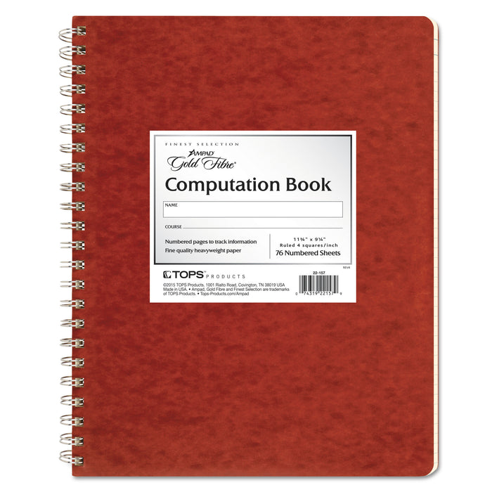 Computation Book, 4 sq/in Quadrille Rule, 11.75 x 9.25, Antique Ivory, 76 Sheets
