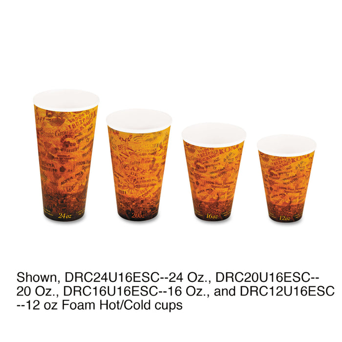 Foam Hot/Cold Cups, 16oz, Brown/Black, 1000/Carton