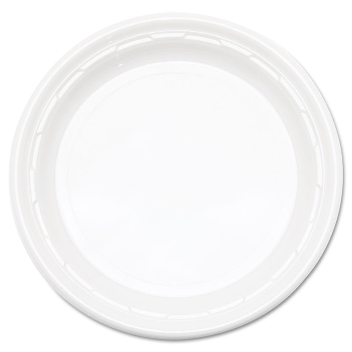 Famous Service Plastic Dinnerware, Plate, 9", White, 125/Pack, 4 Packs/Carton