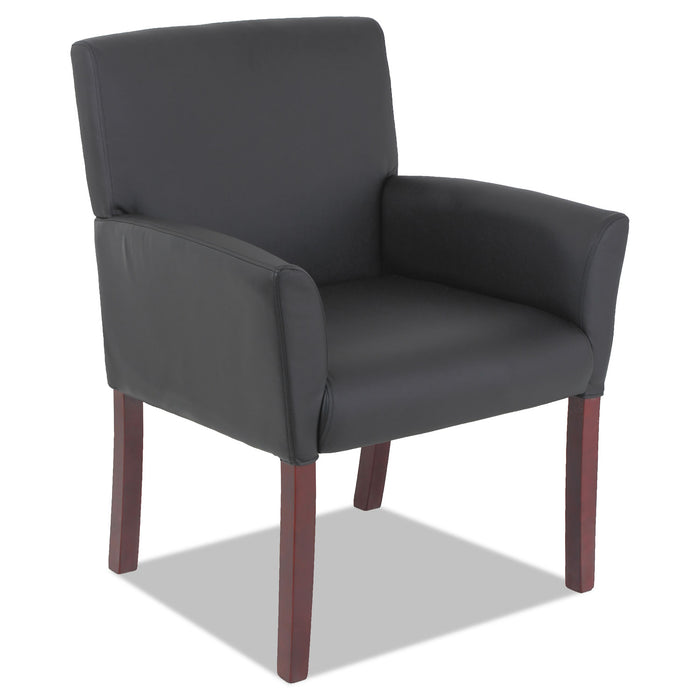 Alera Reception Lounge 600 Series Guest Chair, 26.13" x 27.13" x 34.63", Black Seat/Black Back, Mahogany Base