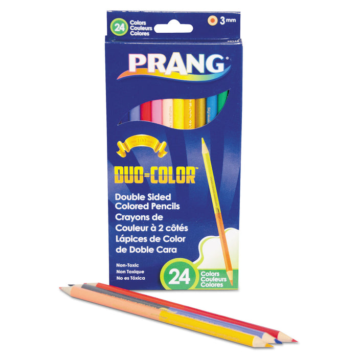 Duo-Color Colored Pencil Sets, 3 mm, 2B (#1), Assorted Lead/Barrel Colors, Dozen