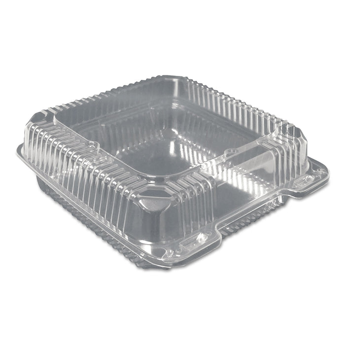 Plastic Clear Hinged Containers, 9 x 9, Clear, 200/Carton