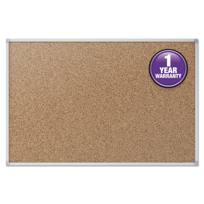 Cork Bulletin Board, 36 x 24, Silver Aluminum Frame