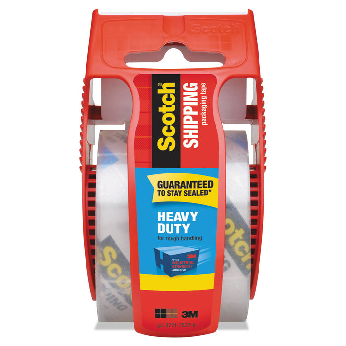 3850 Heavy-Duty Packaging Tape with Dispenser, 1.5" Core, 1.88" x 66.66 ft, Clear
