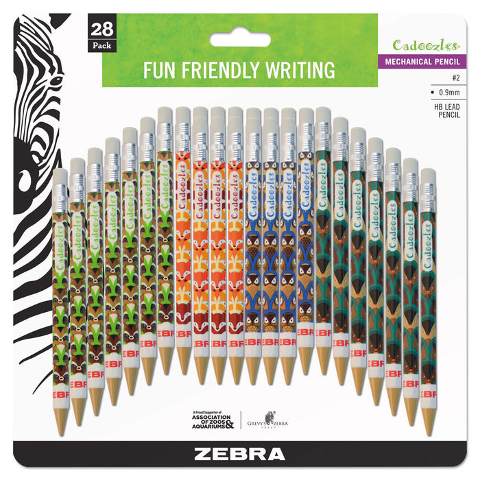 Cadoozles Mechanical Pencil, 0.9 mm, HB (#2), Black Lead, Assorted Barrel Colors, 28/Pack