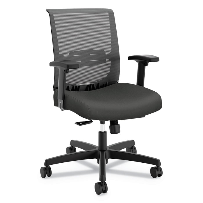 Convergence Mid-Back Task Chair with Syncho-Tilt Control/Seat Slide, Supports up to 275 lbs, Iron Ore Seat, Black Back/Base