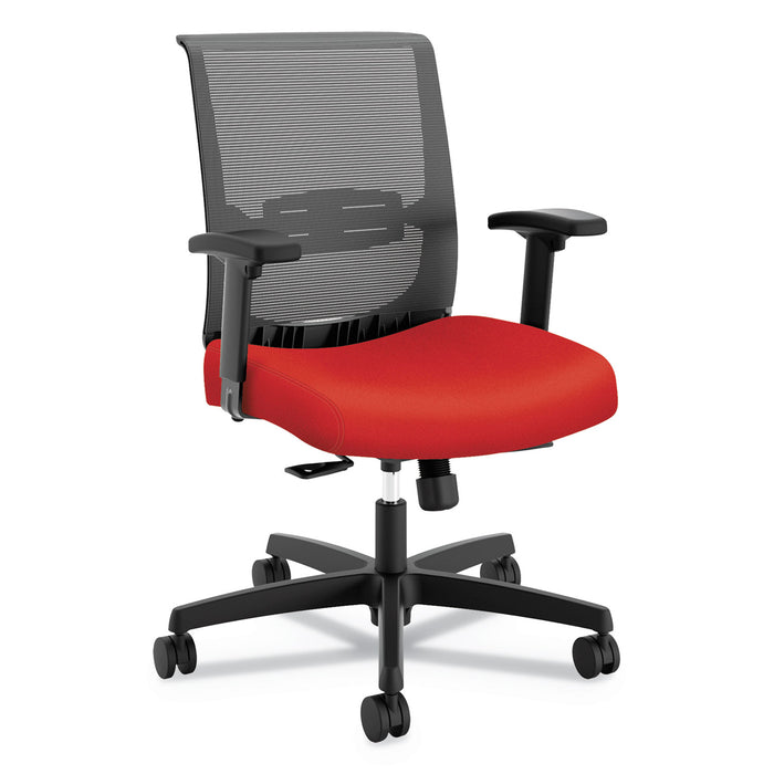 Convergence Mid-Back Task Chair with Syncho-Tilt Control with Seat Slide, Supports up to 275 lbs, Red Seat, Black Back/Base