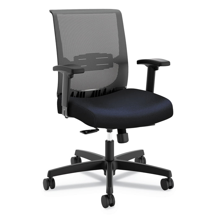 Convergence Mid-Back Task Chair with Syncho-Tilt Control/Seat Slide, Supports up to 275 lbs, Navy Seat, Black Back/Base