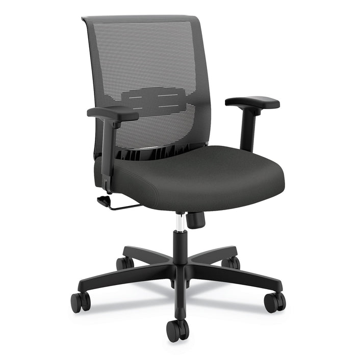 Convergence Mid-Back Task Chair with Swivel-Tilt Control, Supports up to 275 lbs, Iron Ore Seat, Black Back, Black Base
