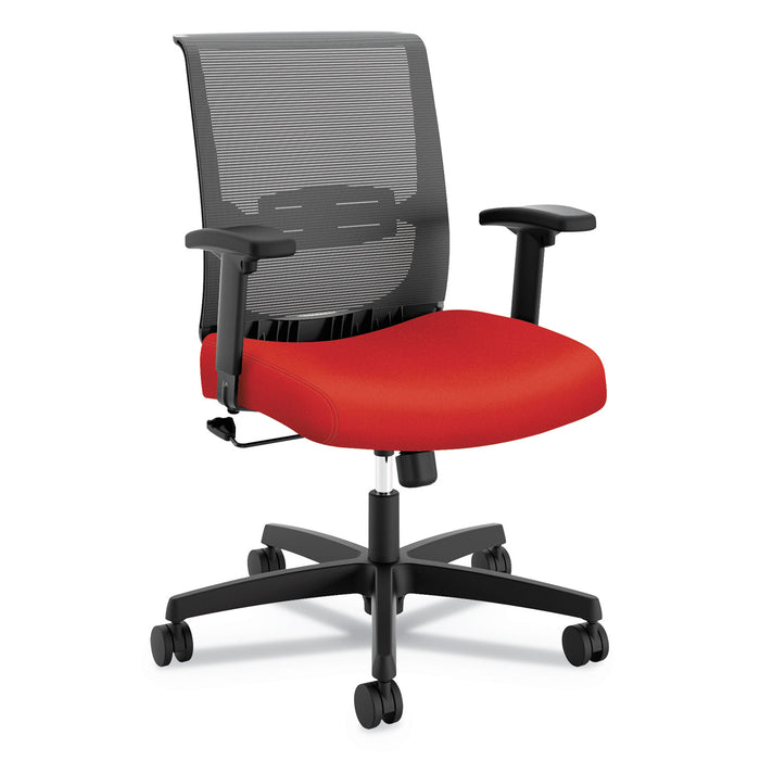 Convergence Mid-Back Task Chair with Swivel-Tilt Control, Supports up to 275 lbs, Red Seat, Black Back, Black Base