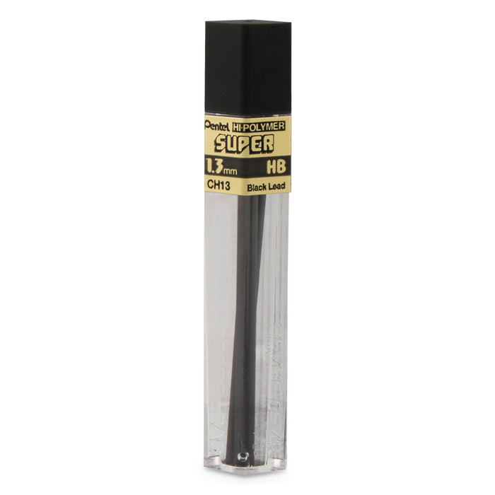 Super Hi-Polymer Lead Refill, 1.3 mm, HB, Black, 6/Tube