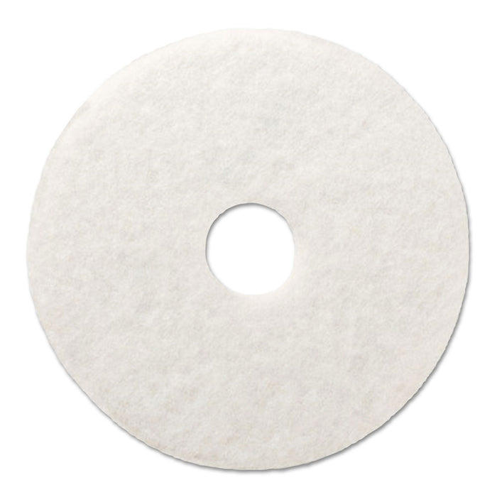 Polishing Floor Pads, 13" Diameter, White, 5/Carton