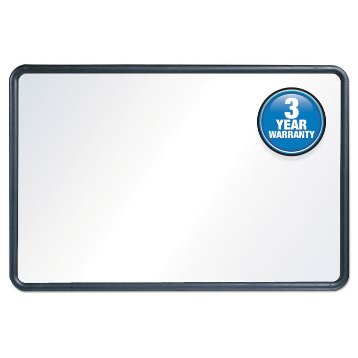 Contour Dry-Erase Board, Melamine, 36 x 24, White Surface, Black Frame