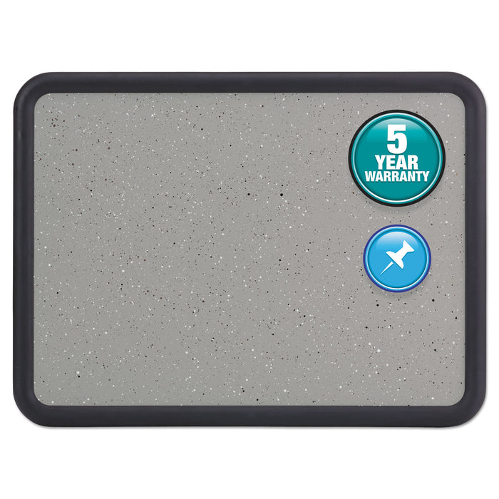 Contour Granite Gray Tack Board, 48 x 36, Black Frame