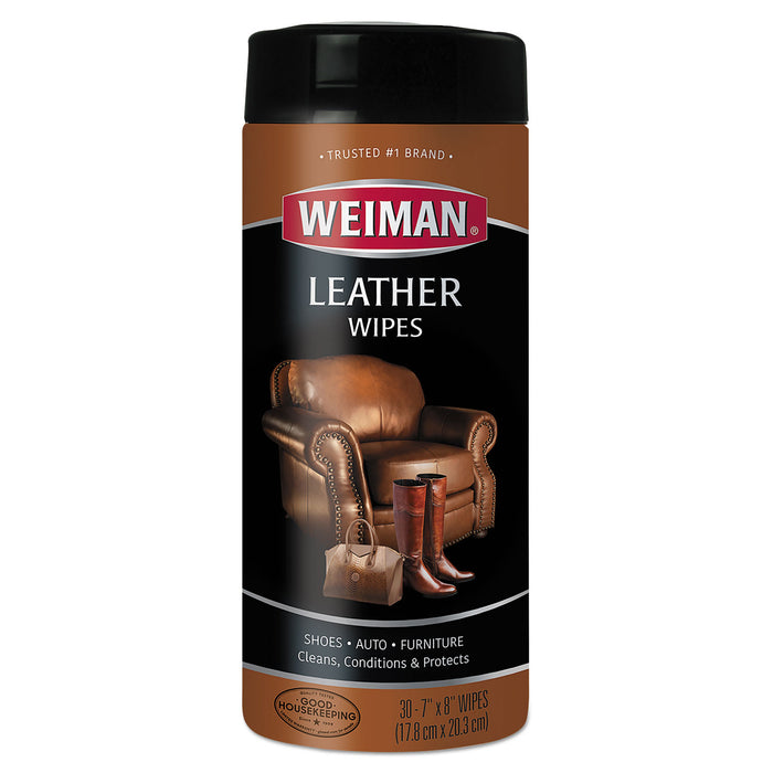Leather Wipes, 7 x 8, 30/Canister, 4 Canisters/Carton
