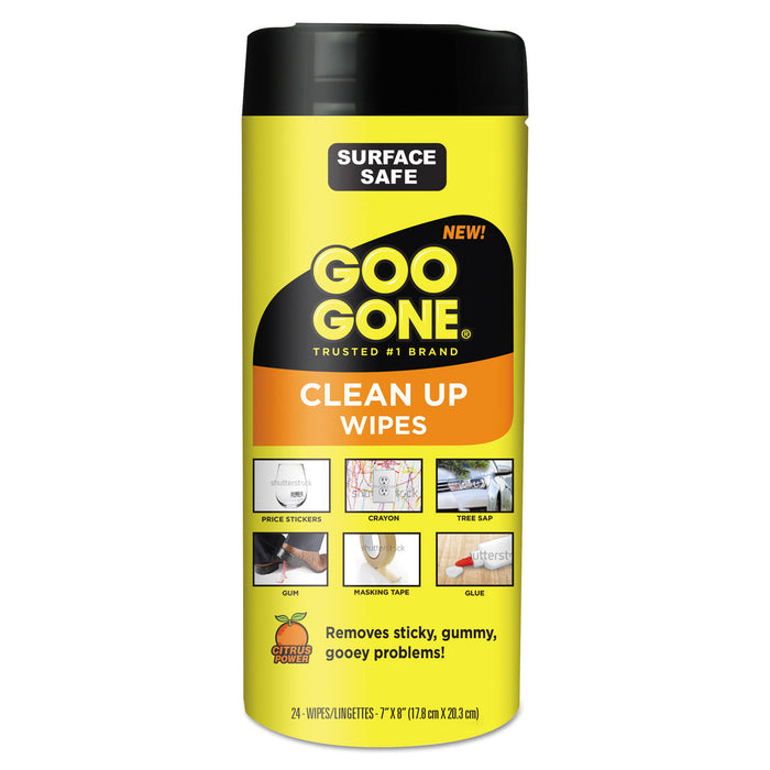 Clean Up Wipes, 8 x 7, Citrus Scent, White, 24/Canister