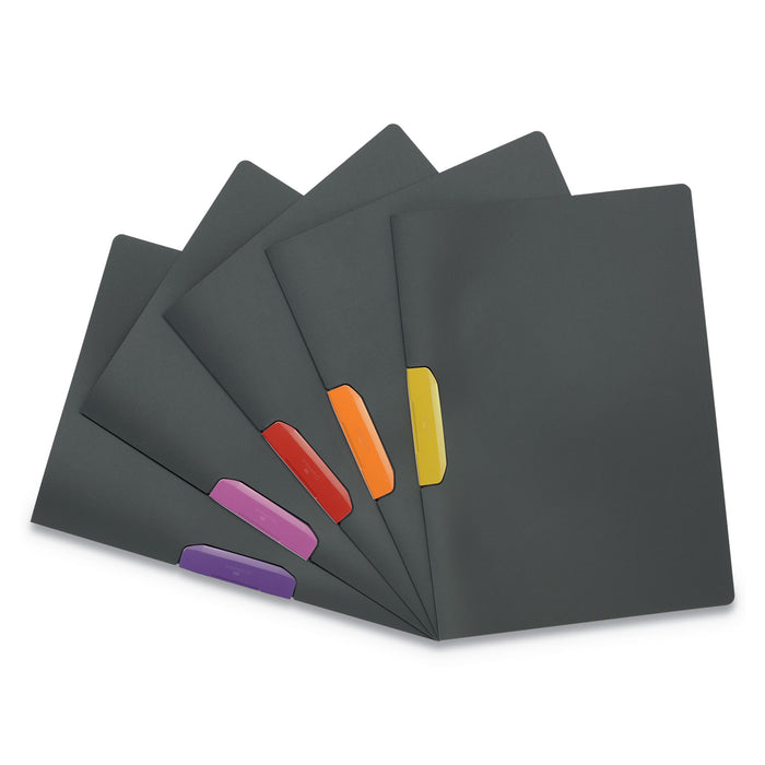 DURASWING Report Cover, Clip, Letter, Charcoal Gray, 5/Pack
