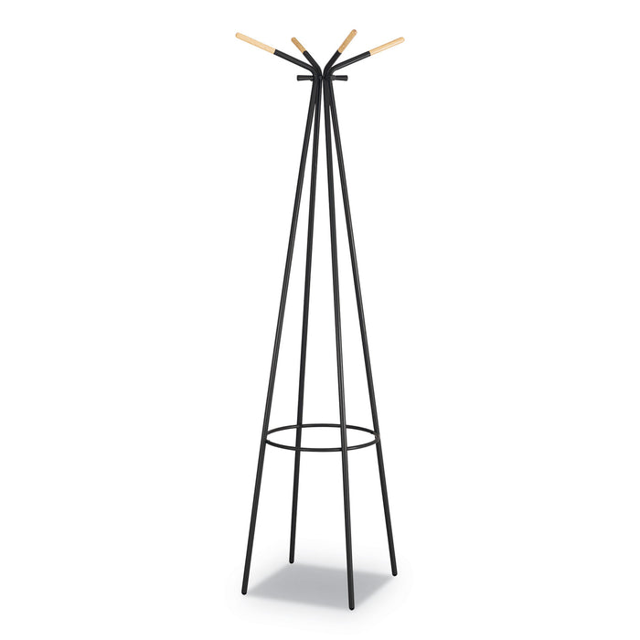 Family Coat Rack, 4 Garments, 16.5w x 16.5d x 72.75h, Black