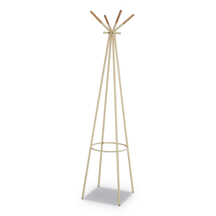 Family Coat Rack, 4 Garments, 16.5w x 16.5d x 72.75h, Cream